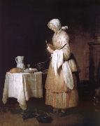 Jean Baptiste Simeon Chardin To the recovery nurses eating food sick France oil painting artist